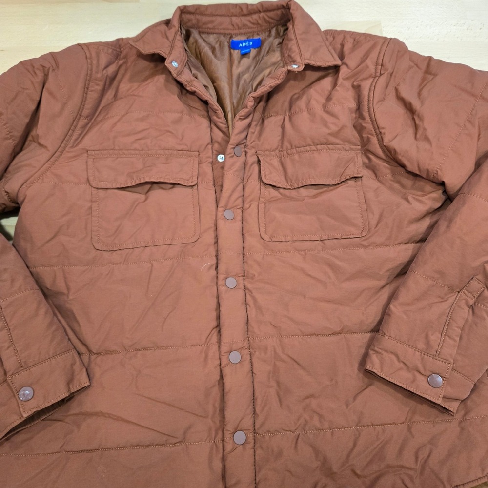 APT. 9 XL Brown Quilted Shirt Jacket Long Sleeve Button Front Pockets